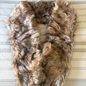 Brown and Tan Faux Fur Wrap
